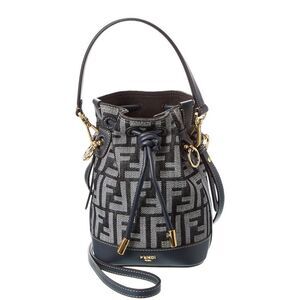Fendi Mon Tresor Mini Ff Denim & Leather Bucket Bag, Blue